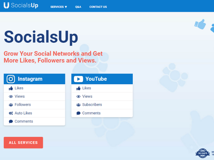 SocialsUp - YT hits website